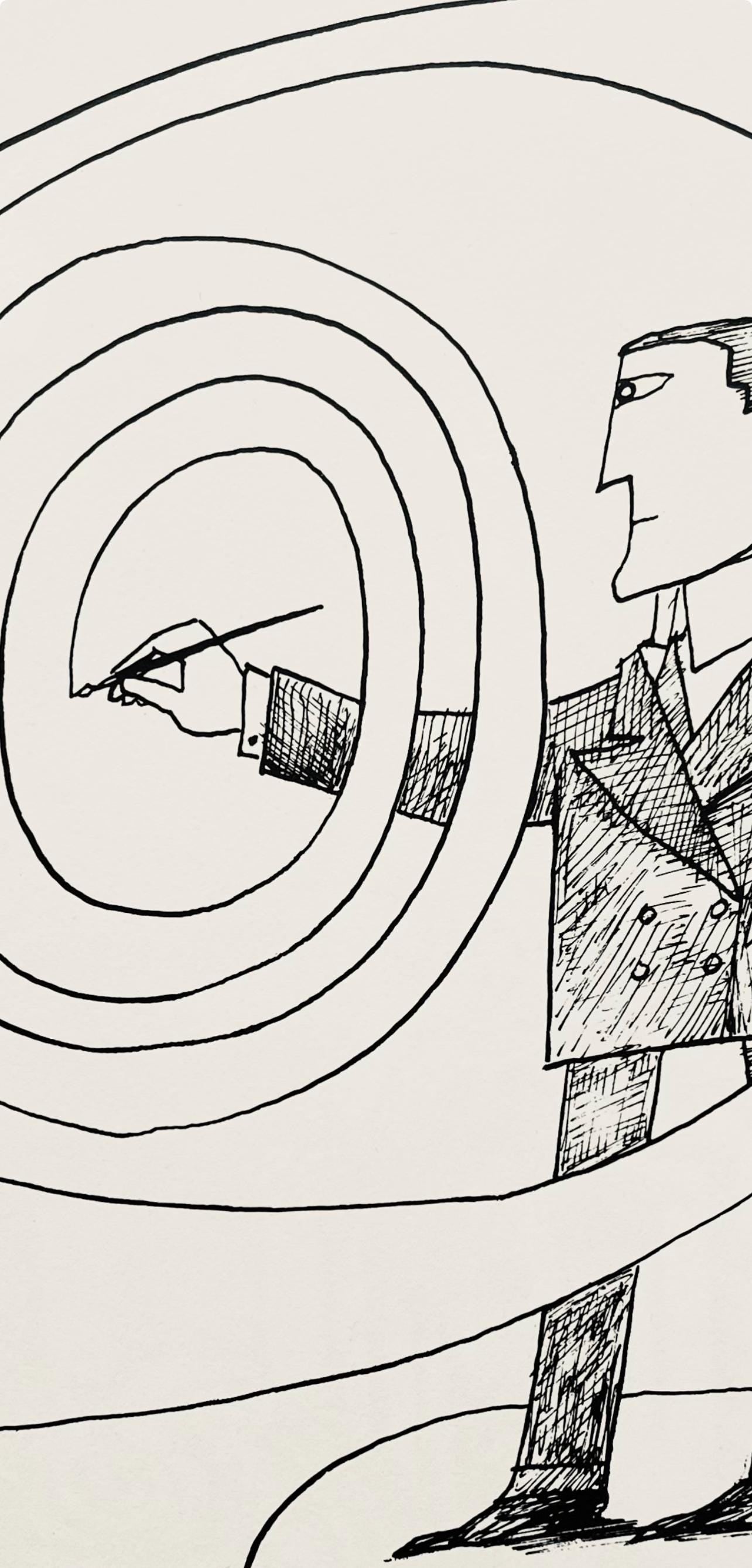 Saul Steinberg, Composition, Derrire Le Miroir, Lithograph