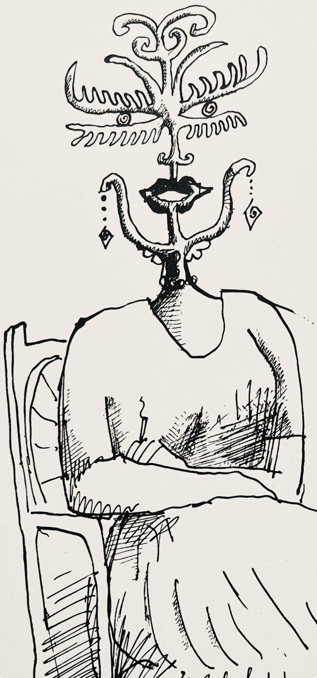 Saul Steinberg, Composition, Derrire Le Miroir, Lithograph