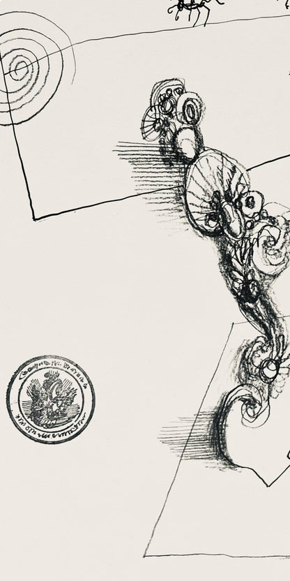 Saul Steinberg, Composition, Derrire Le Miroir, Lithograph