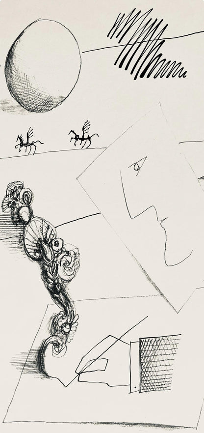 Saul Steinberg, Composition, Derrire Le Miroir, Lithograph