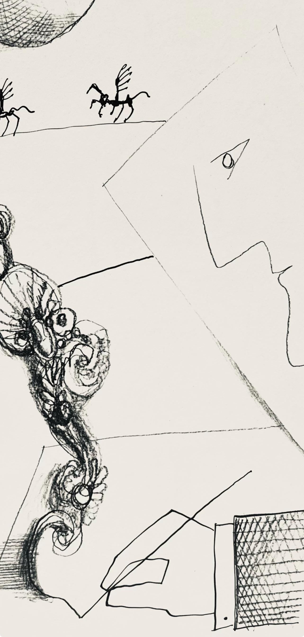 Saul Steinberg, Composition, Derrire Le Miroir, Lithograph