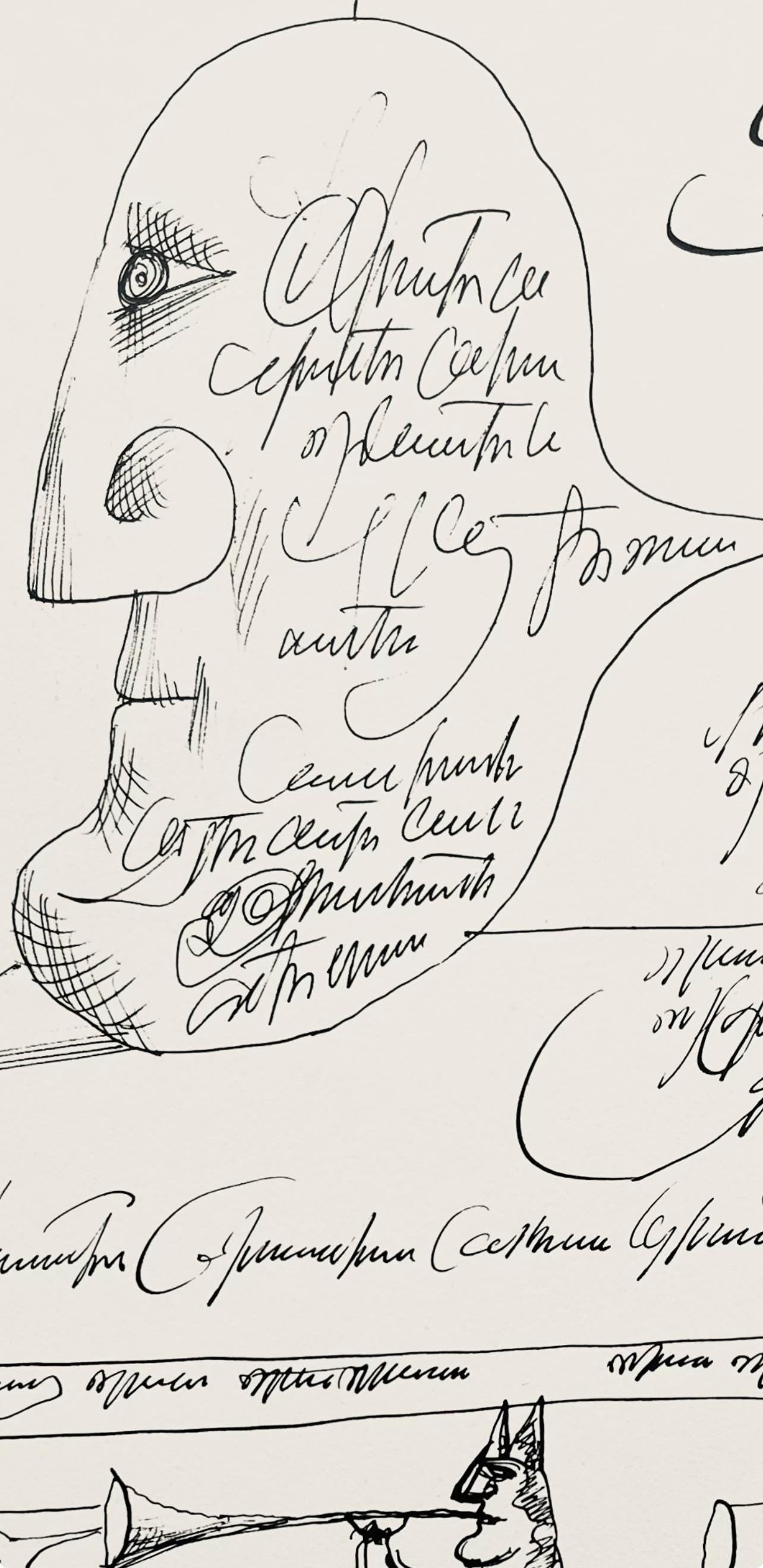 Saul Steinberg, Composition, Derrire Le Miroir, Lithograph