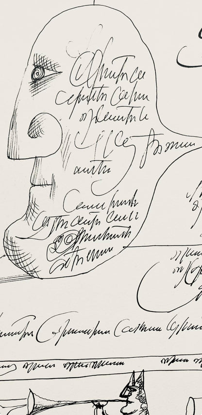 Saul Steinberg, Composition, Derrire Le Miroir, Lithograph