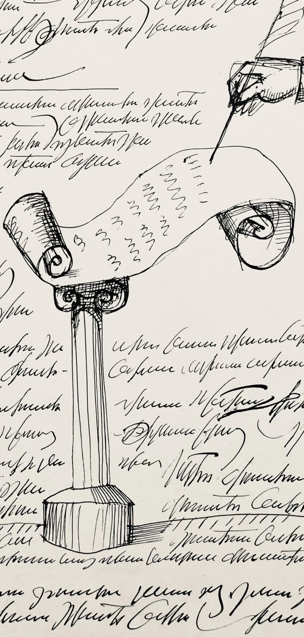 Saul Steinberg, Composition, Derrire Le Miroir, Lithograph