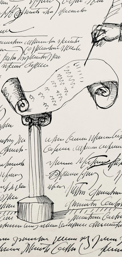 Saul Steinberg, Composition, Derrire Le Miroir, Lithograph