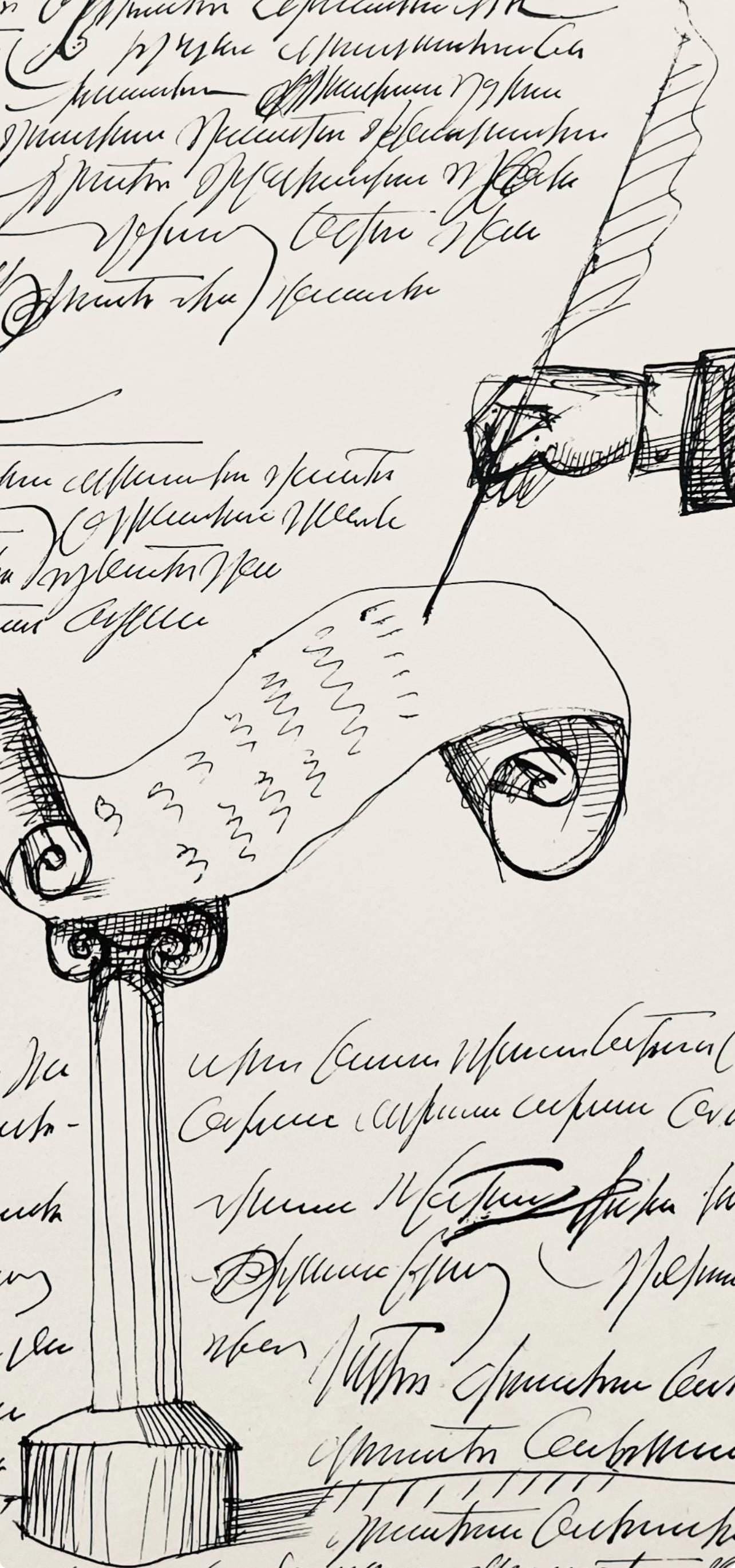 Saul Steinberg, Composition, Derrire Le Miroir, Lithograph