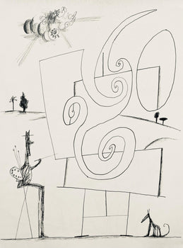 Saul Steinberg, Composition, Derrire Le Miroir, Lithograph