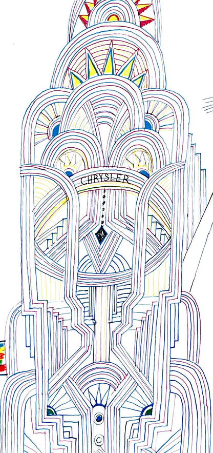Saul Steinberg, Chrysler Building, New York City, Derrire Le Miroir, Lithograph