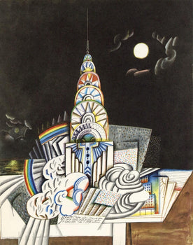 Saul Steinberg, Chrysler Building, New York City, Derrire Le Miroir, Lithograph