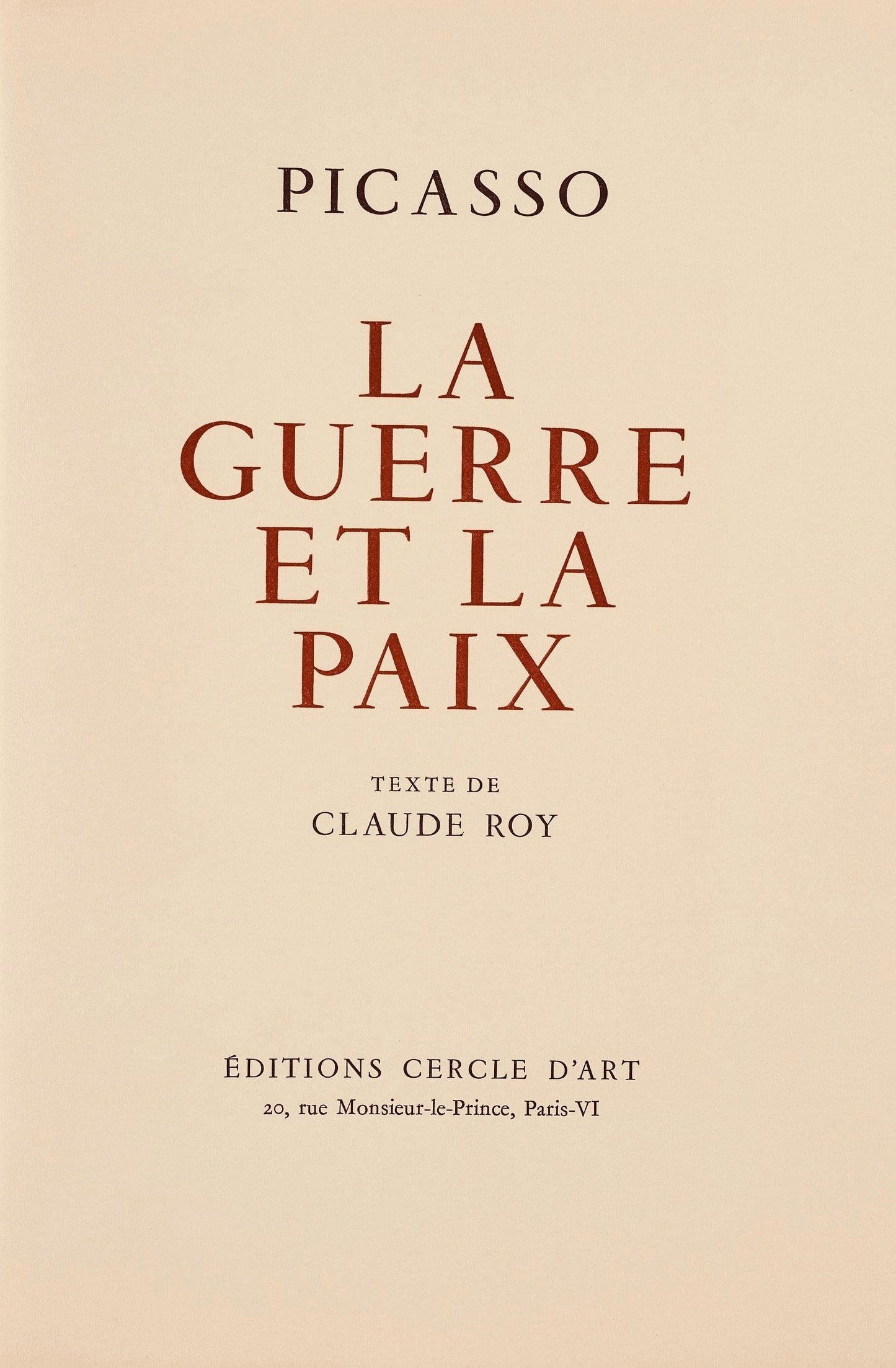 Pablo Picasso, Composition (Cramer 67; Bloch 748; Mourlot 245; Bloch, Books 66), La Guerre Et La