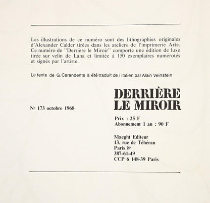Alexander Calder, Composition, Derrire Le Miroir, Lithograph