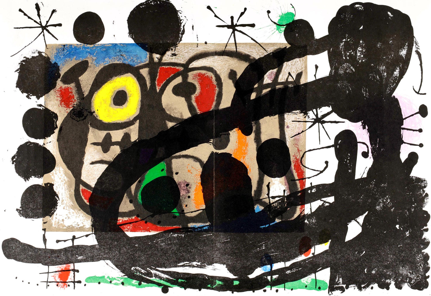 Joan Mir, Composition (Cramer 102; Mourlot 428-449), Derrire Le Miroir, Lithograph