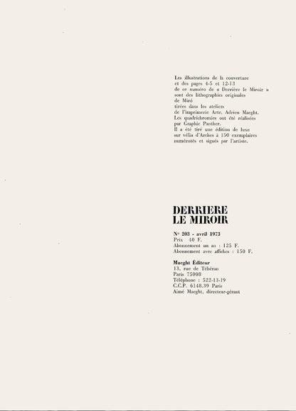 Joan Mir, Composition (Cramer 239; Mourlot 890), Derrire Le Miroir, Lithograph