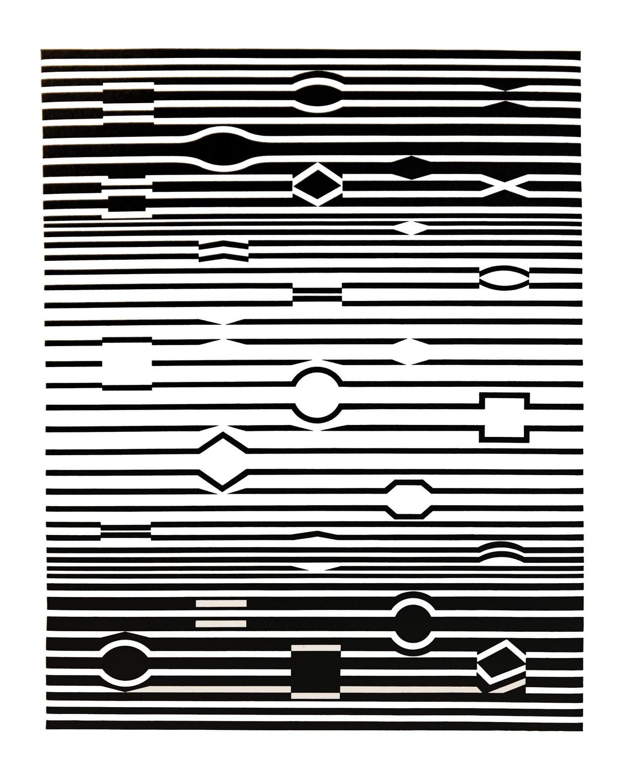 Victor Vasarely, Composition, Ondulatoires, Hliogravure