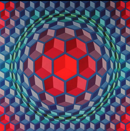 Victor Vasarely, Composition, Hexagone, Hliogravure