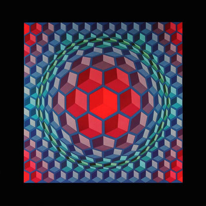 Victor Vasarely, Composition, Hexagone, Hliogravure