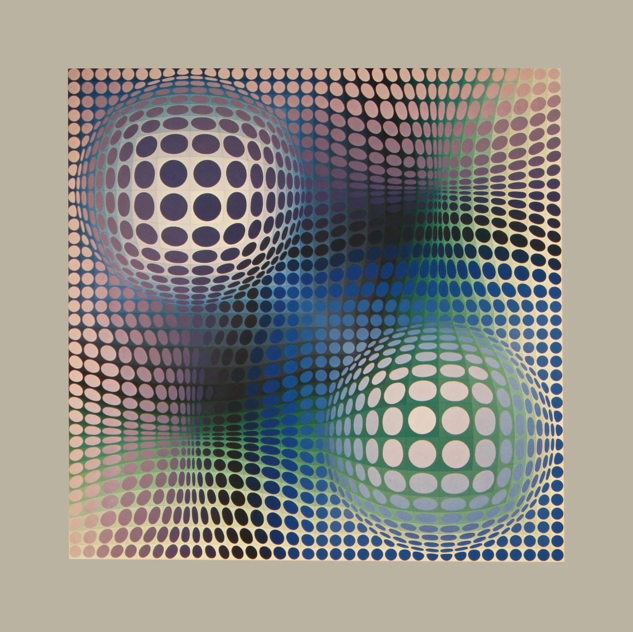 Victor Vasarely, Composition, Damier, Hliogravure