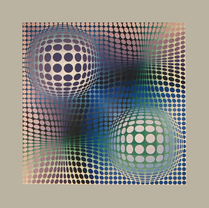 Victor Vasarely, Composition, Damier, Hliogravure