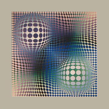 Victor Vasarely, Composition, Damier, Hliogravure