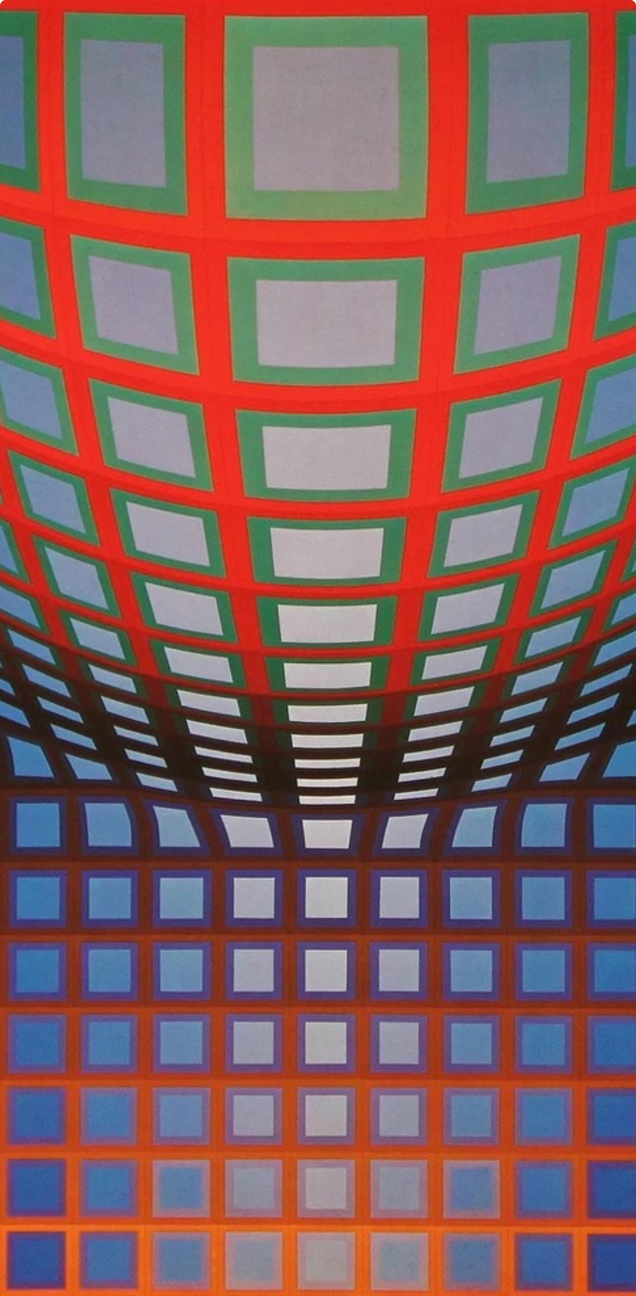 Victor Vasarely, Composition, Damier, Hliogravure