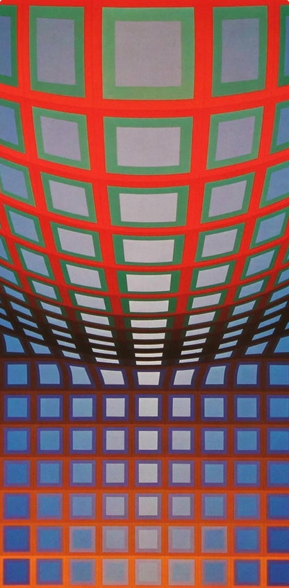 Victor Vasarely, Composition, Damier, Hliogravure