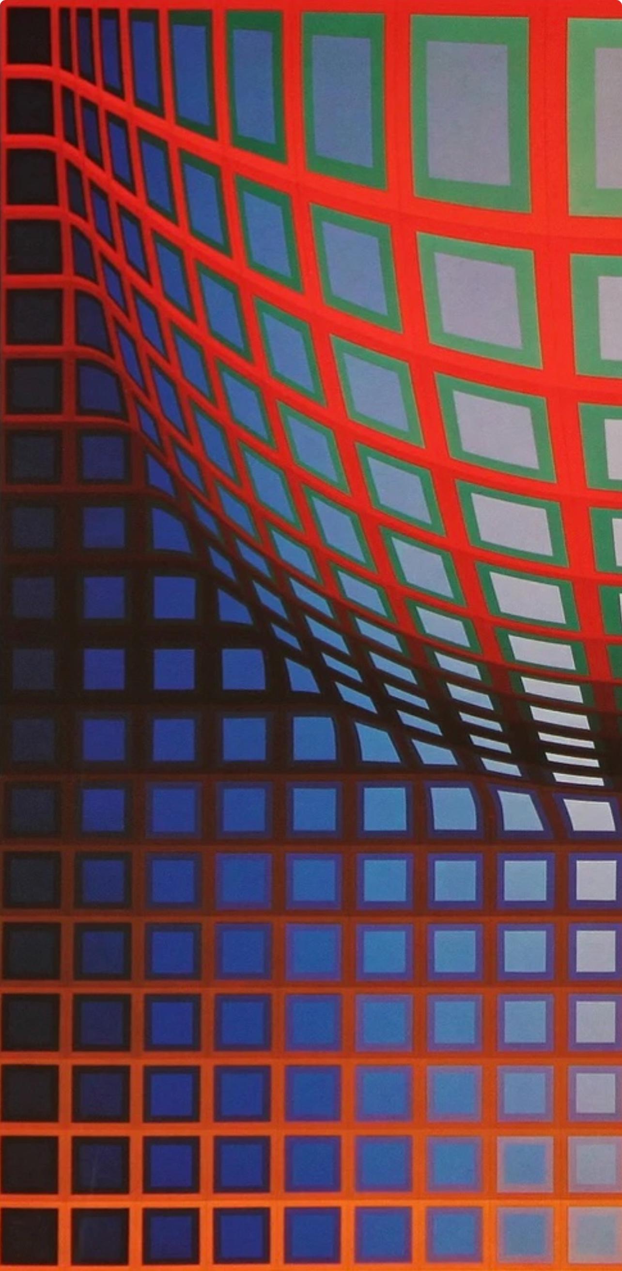 Victor Vasarely, Composition, Damier, Hliogravure