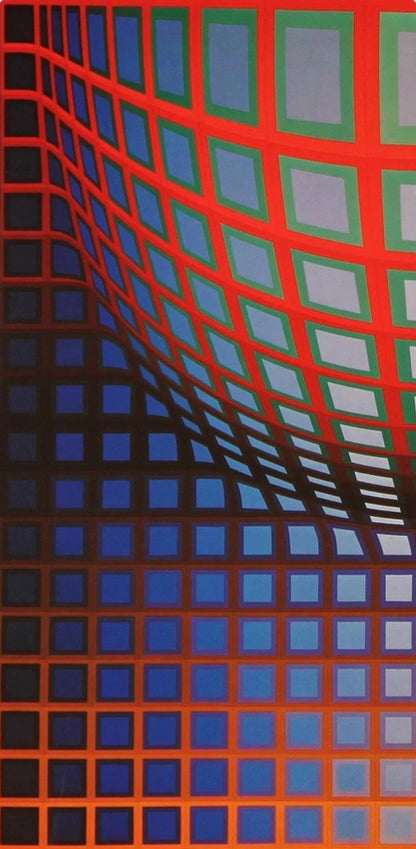Victor Vasarely, Composition, Damier, Hliogravure