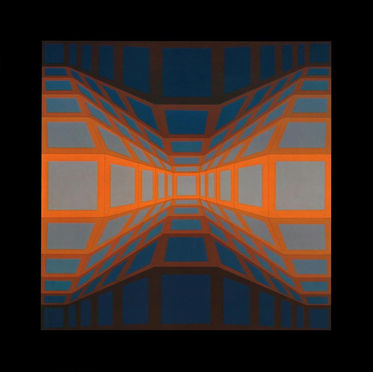 Victor Vasarely, Composition, Damier, Hliogravure