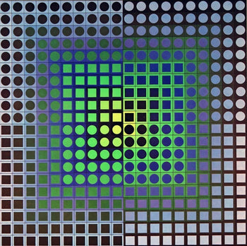 Victor Vasarely, Composition, Folklore Plantaire, Hliogravure