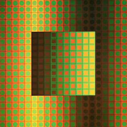 Victor Vasarely, Composition, Folklore Plantaire, Hliogravure