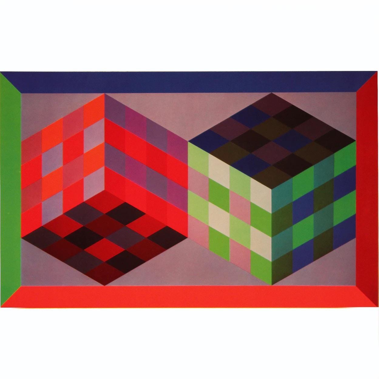 Victor Vasarely, Composition, Hommage Hexagone, Hliogravure