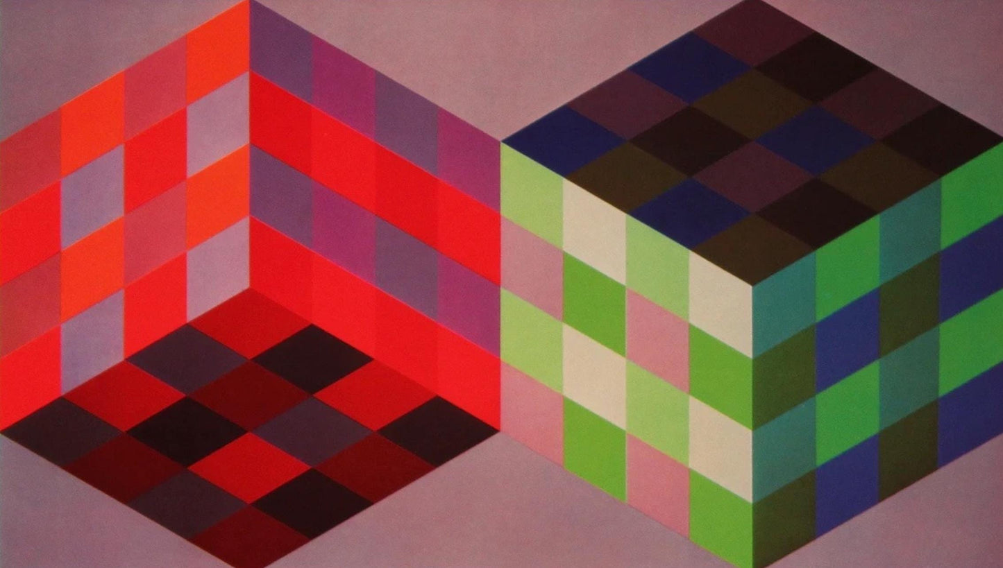 Victor Vasarely, Composition, Hommage Hexagone, Hliogravure