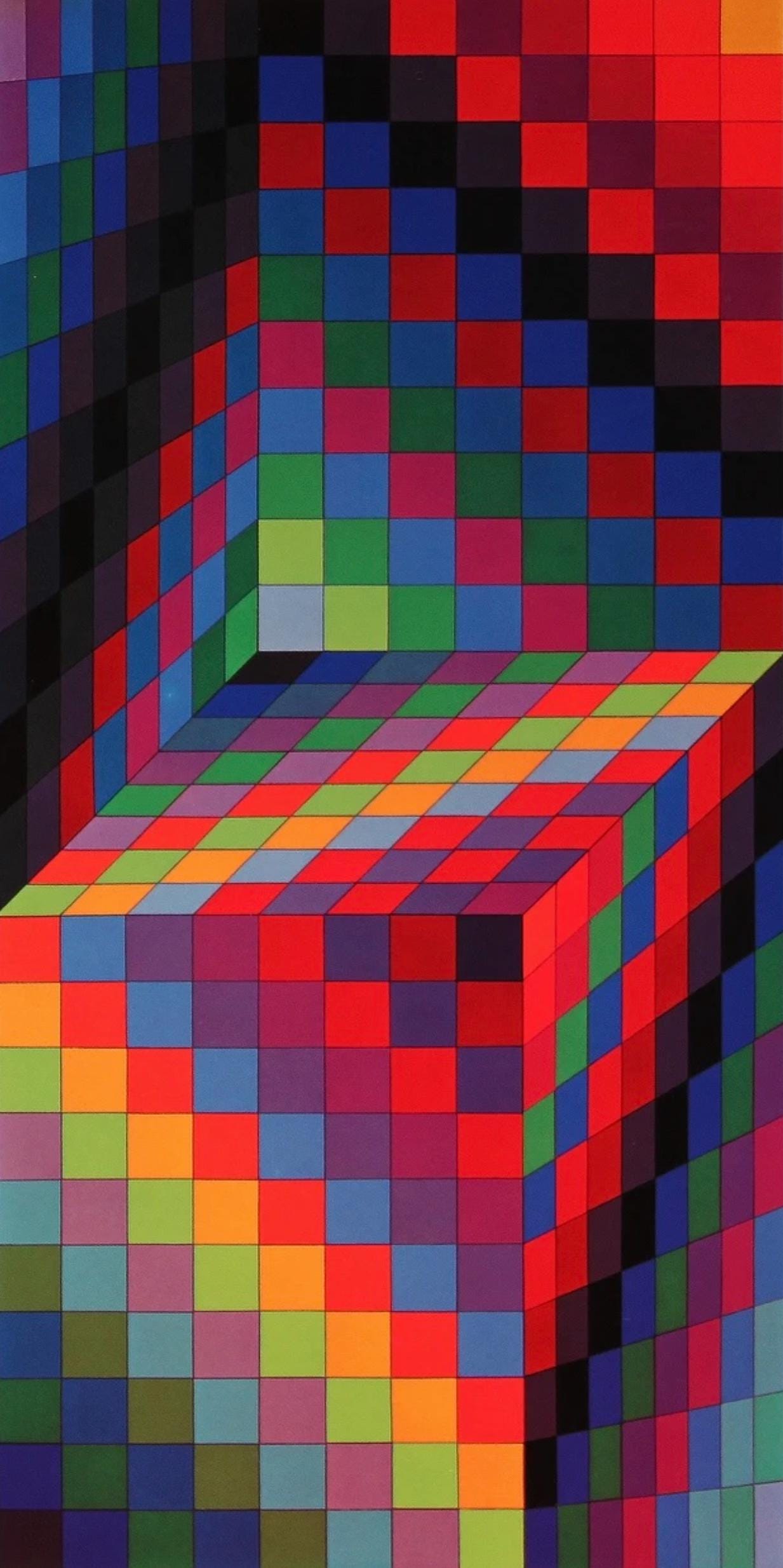 Victor Vasarely, Composition, Hommage Hexagone, Hliogravure