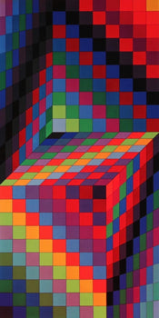 Victor Vasarely, Composition, Hommage Hexagone, Hliogravure