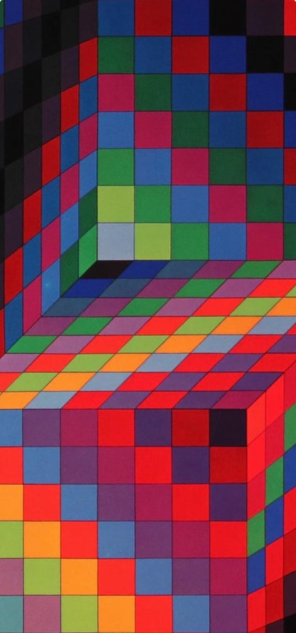 Victor Vasarely, Composition, Hommage Hexagone, Hliogravure