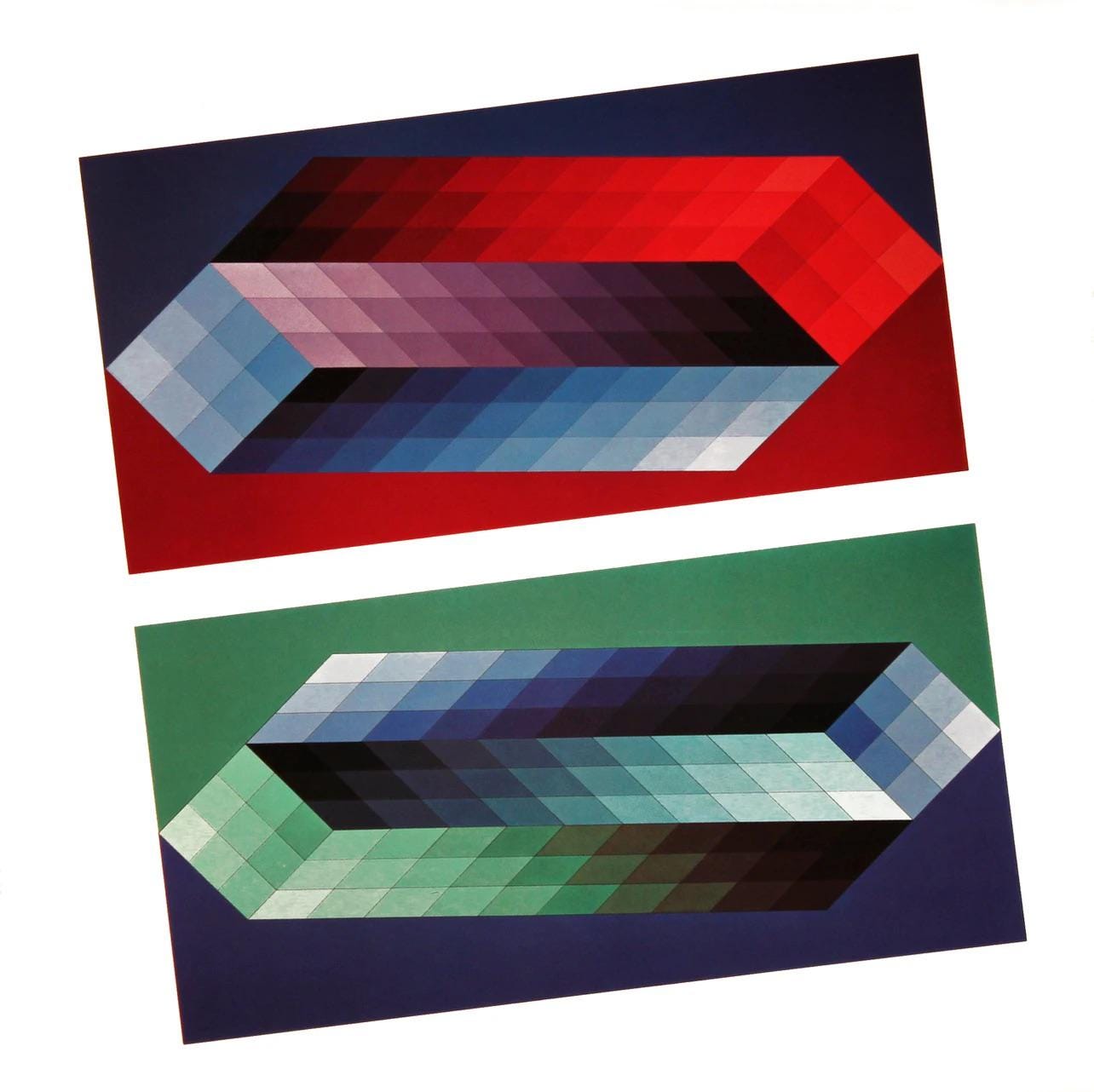 Victor Vasarely, Composition, Hommage Hexagone, Hliogravure