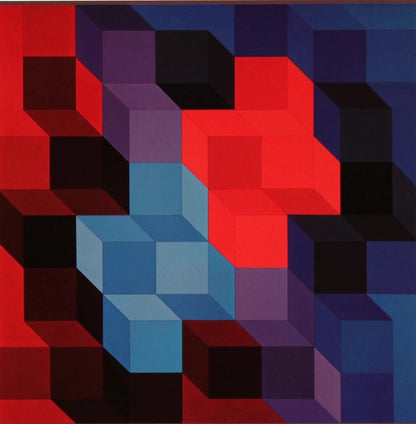 Victor Vasarely, Composition, Hommage Hexagone, Hliogravure