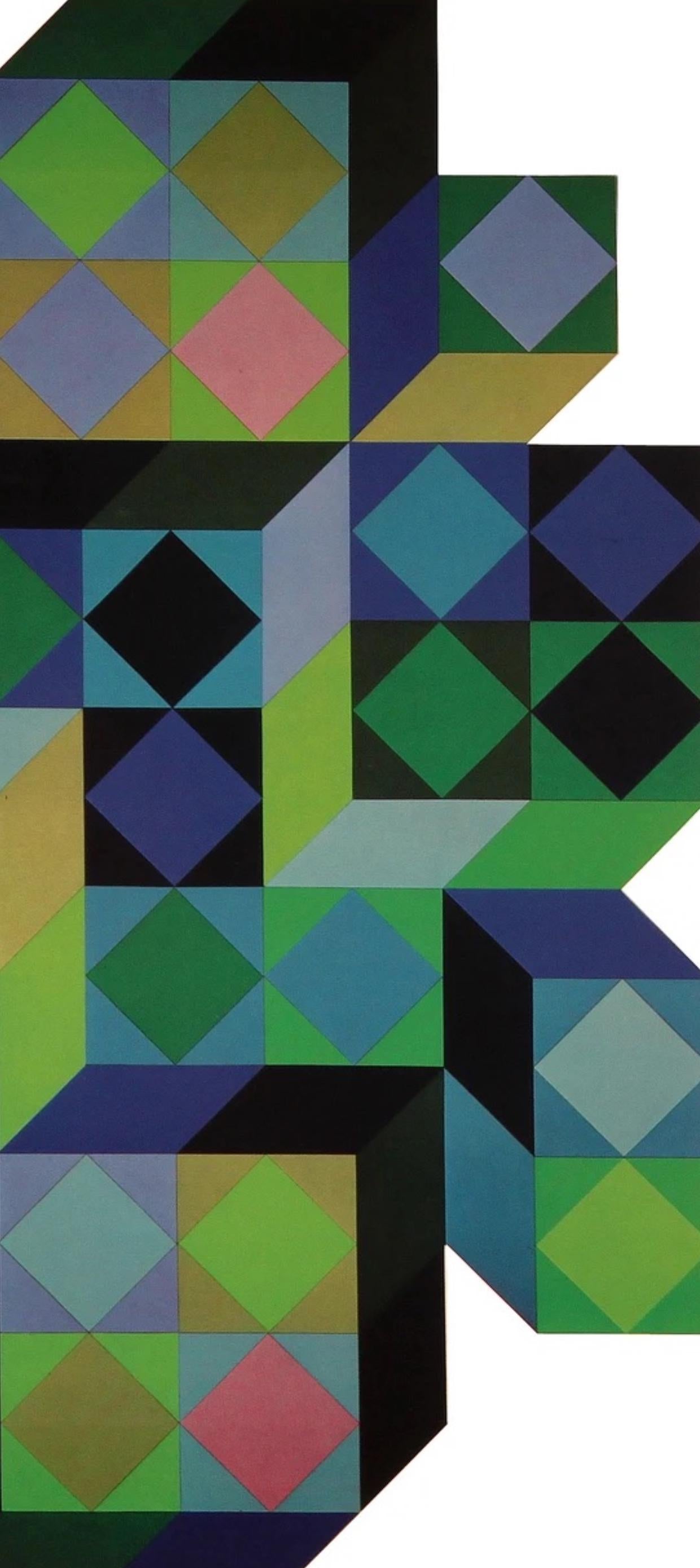 Victor Vasarely, Composition, Hommage Hexagone, Hliogravure