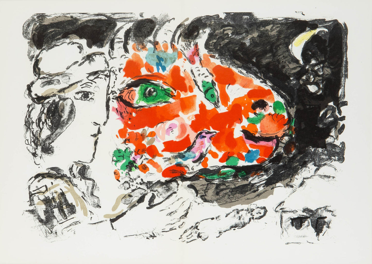 Marc Chagall, Composition (Cramer 91; Mourlot 651), Derrire Le Miroir, Lithograph