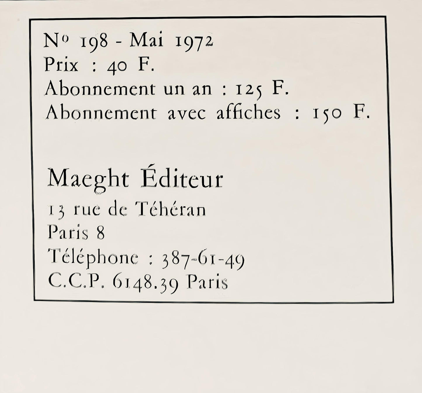 Marc Chagall, Composition (Cramer 91; Mourlot 651), Derrire Le Miroir, Lithograph