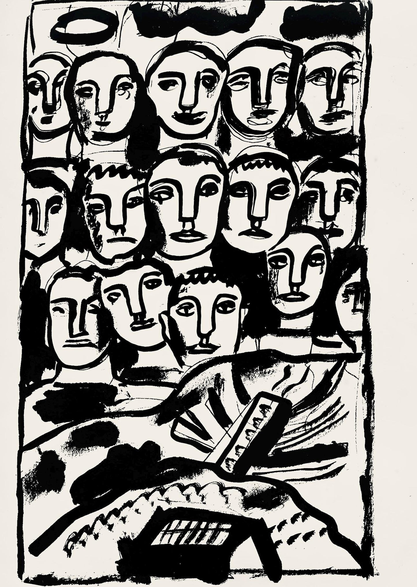 Fernand Lger, Composition, Levers De Rideau Sur La Question Du Bonheur, Lithograph