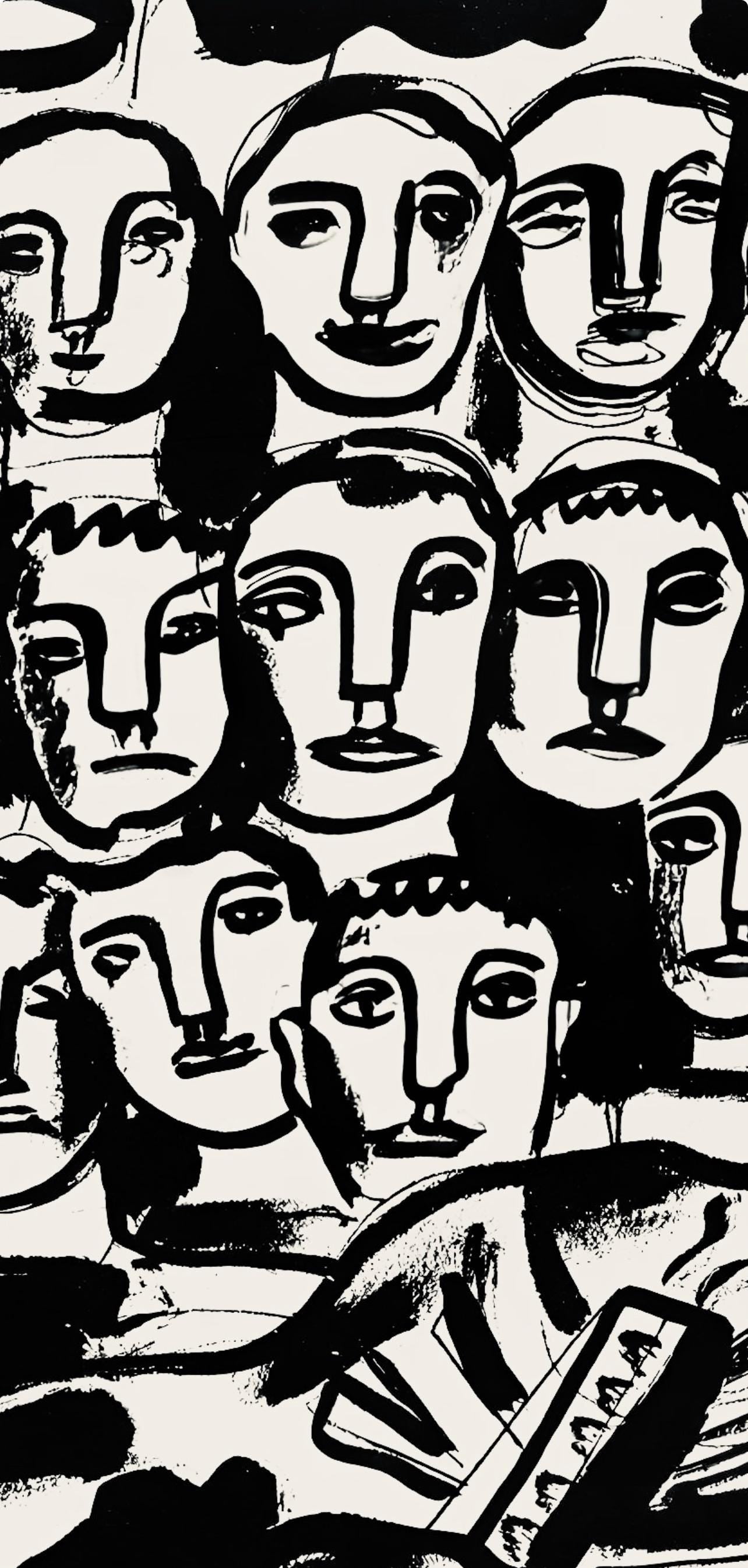 Fernand Lger, Composition, Levers De Rideau Sur La Question Du Bonheur, Lithograph