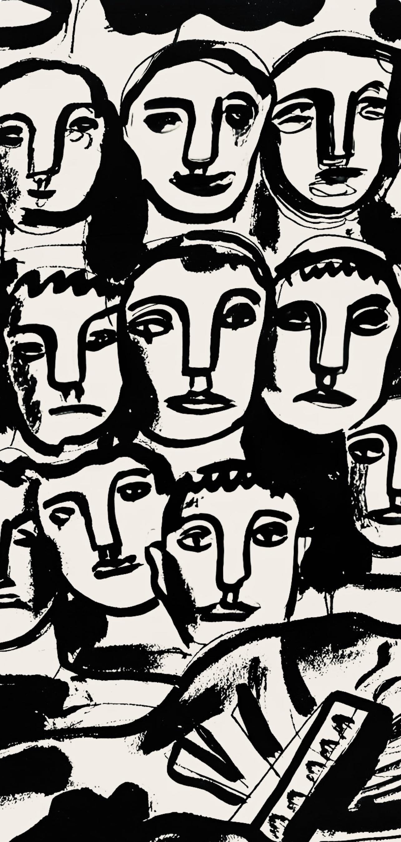 Fernand Lger, Composition, Levers De Rideau Sur La Question Du Bonheur, Lithograph