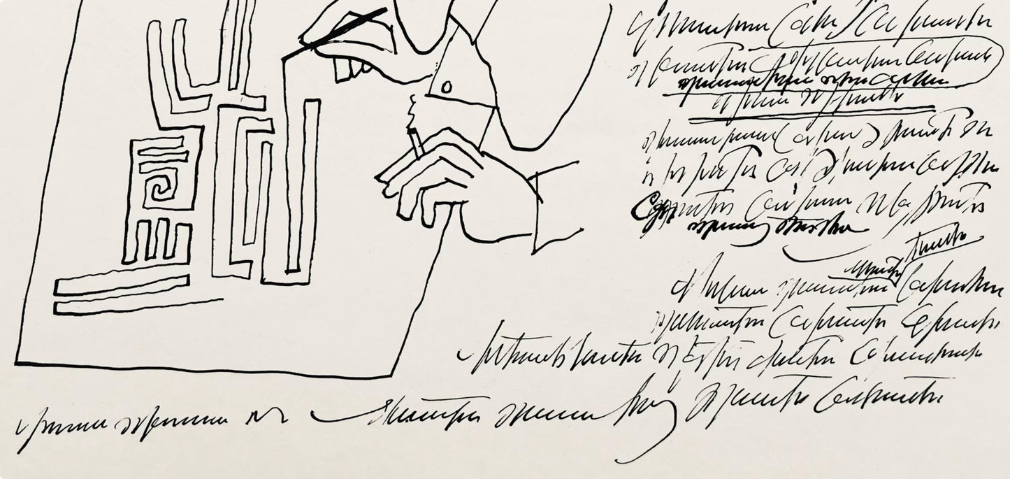 Saul Steinberg, Composition, Derrire Le Miroir, Lithograph