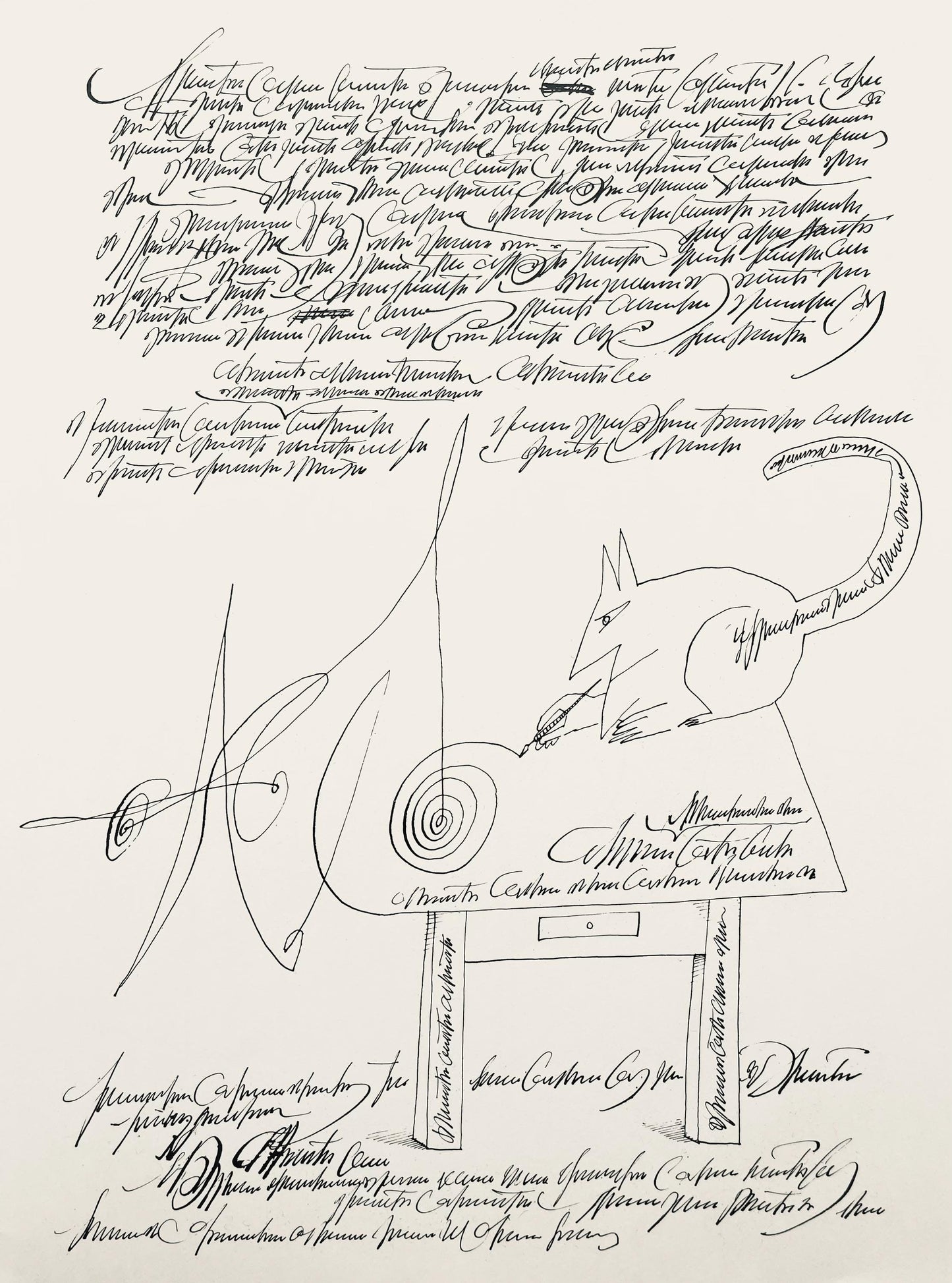 Saul Steinberg, Composition, Derrire Le Miroir, Lithograph