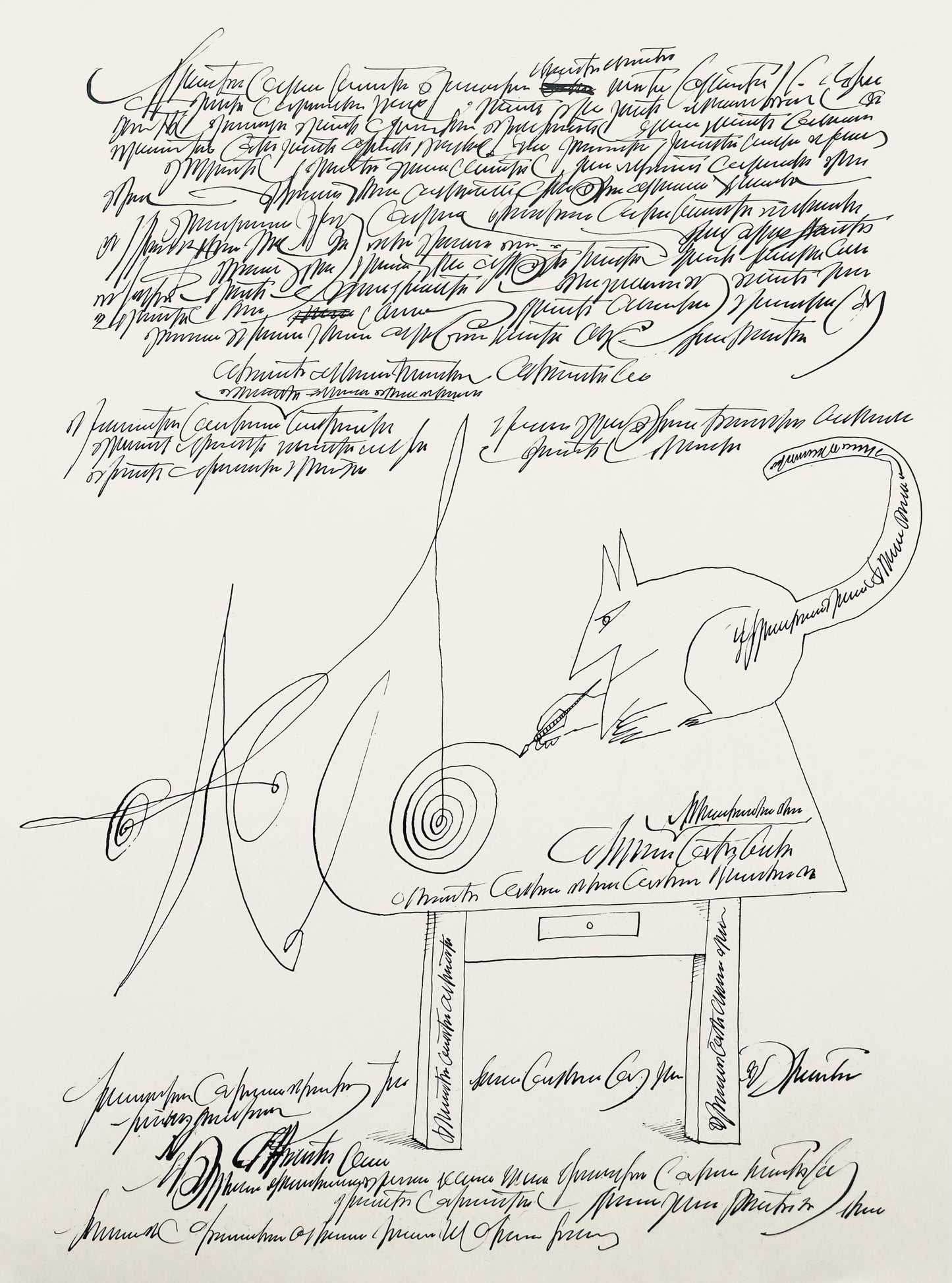 Saul Steinberg, Composition, Derrire Le Miroir, Lithograph