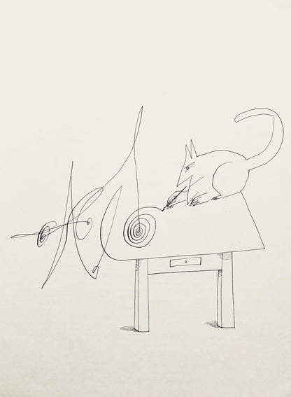 Saul Steinberg, Composition, Derrire Le Miroir, Lithograph