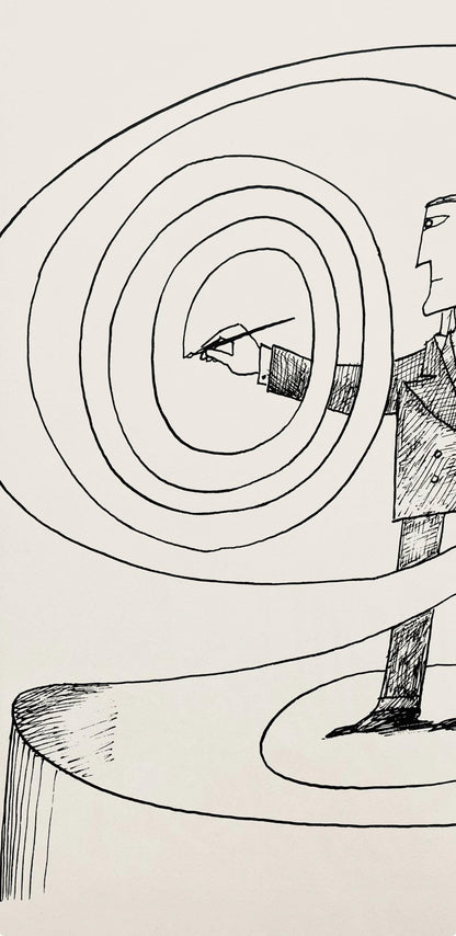 Saul Steinberg, Composition, Derrire Le Miroir, Lithograph