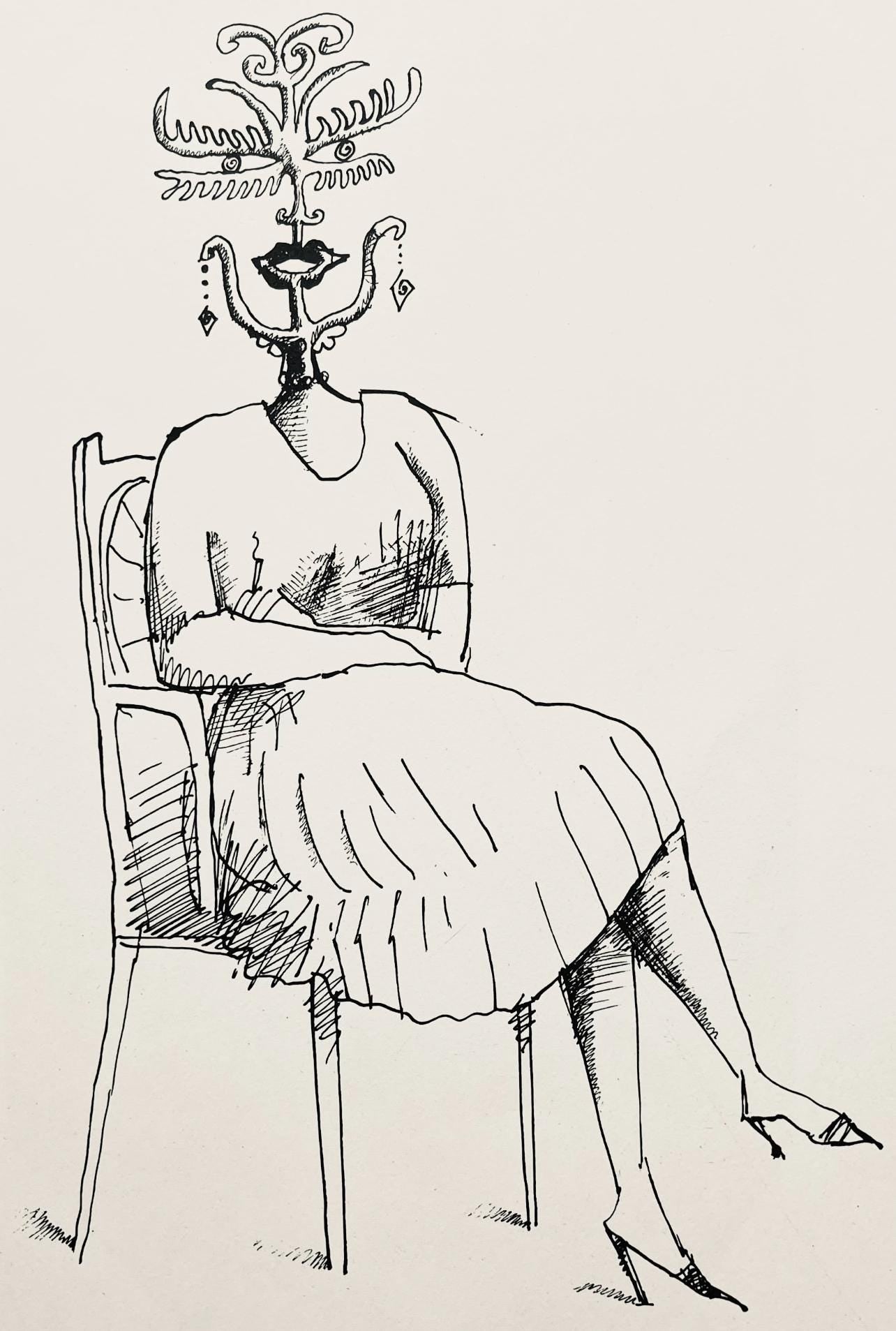 Saul Steinberg, Composition, Derrire Le Miroir, Lithograph