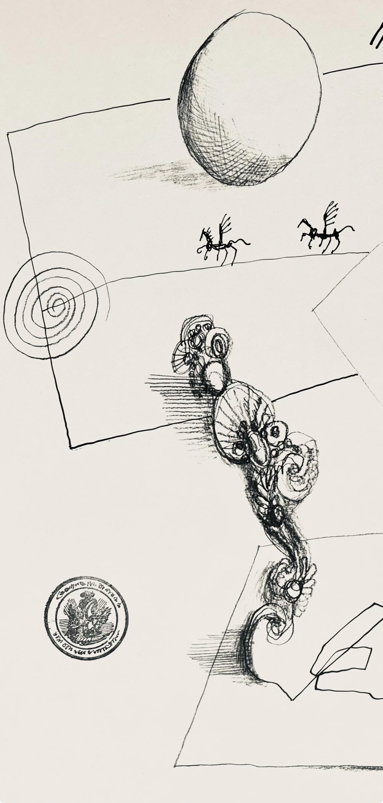 Saul Steinberg, Composition, Derrire Le Miroir, Lithograph